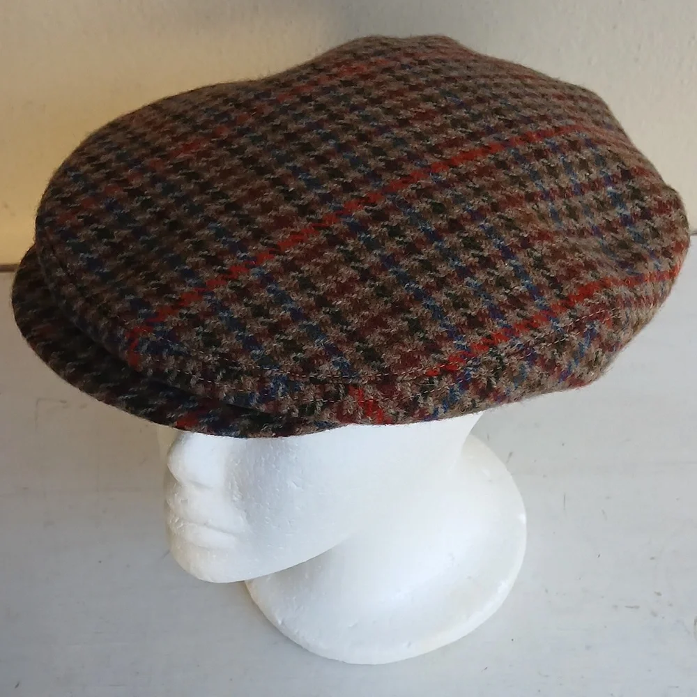 Aquascutum London Brown Multi-Color Tweed Flat Cap